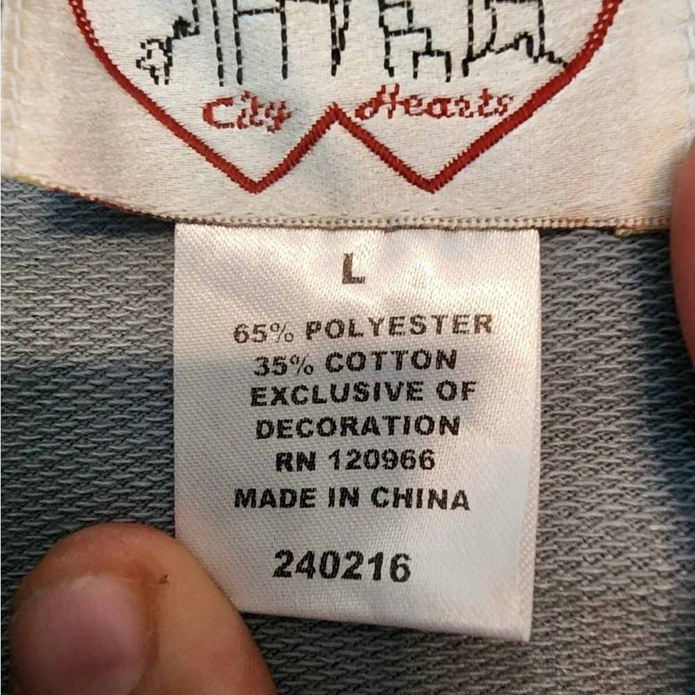 City hearts slate blue Embroidered full zip sweater jacket size womens large - Picture 6 of 6